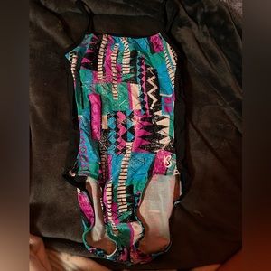 colorful spaghetti strap gymnastics leotard